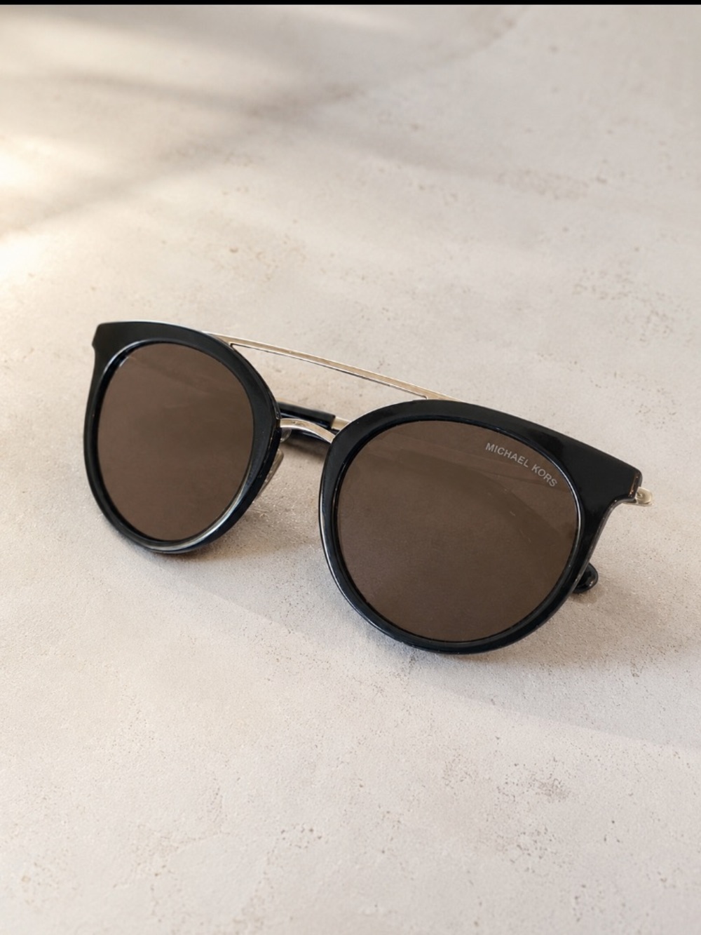 Michael Kors Ila MK2056 32716G Aviator Black Mirror Sunglasses Double Bridge